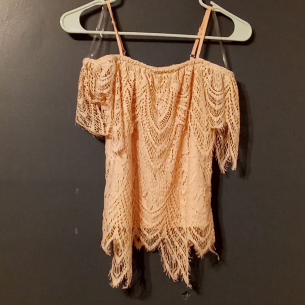 Off the shoulder lace shirt